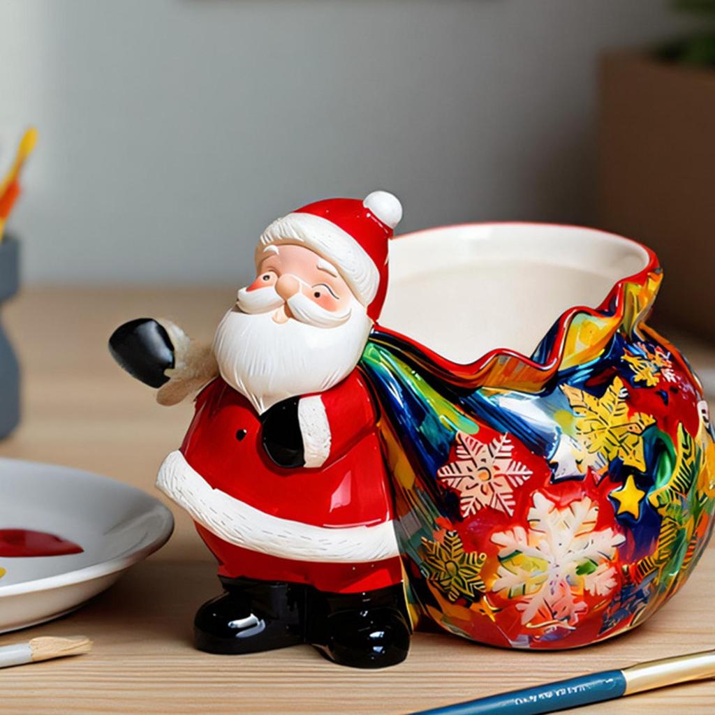 Santa Claus Gnome Vase Silicone Mold Christmas Tree Hat Gypsum Resin Candlestick Flower Pot Candle Cup Cement Casting Mold