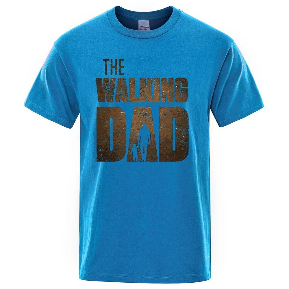 New Walking Dad Fun Street Printed Summer Mens Breathable Round Neck Tshirt Polyester Fabric Outdoor Casual Top