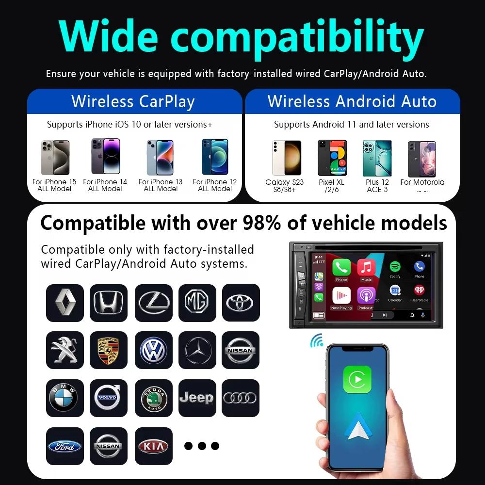 4-in-1 Wireless Carplay Adapter Android Auto Connect Airplay Mirror Link Screen USB Plug To Play for Apple and Android CarPlay