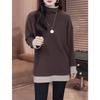 Plus Size Velvet High Neck Layered Top - Women's Autumn/Winter Slimming Cover-Up