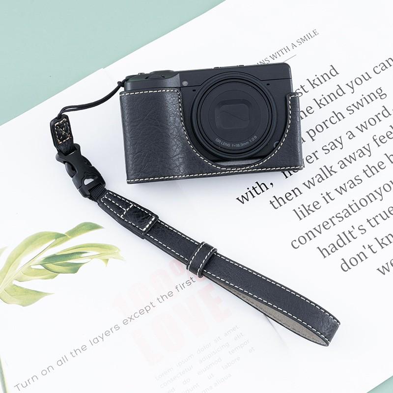 PU Leather Camera Case Ricoh GR3 GR3X GR4 Compact Digital With Adjustable Strap Shoulder Wrist