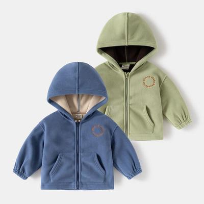 Children's Fleece Jacket Autumn and Winter Kidsren's Clothing Boys and Girls Hooded Tops Boys Baby Letter Zipper Shirt Clothes