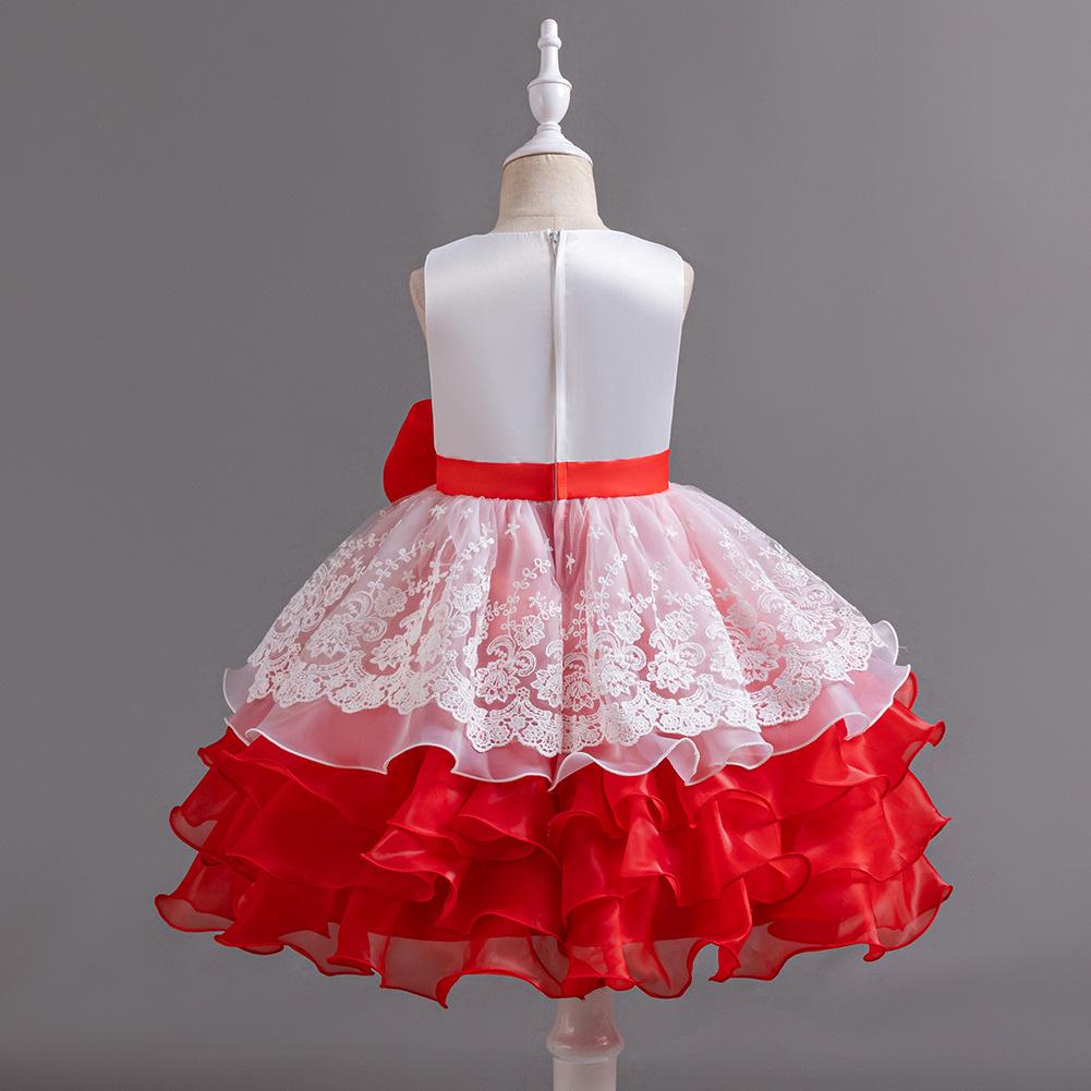 Girls' Dresses Skirts Bowknot Flower Girl Wedding Evening Dresses Birthday Party Puffy Dresses Programme Performance Dresses  Girl's Favourite Dress