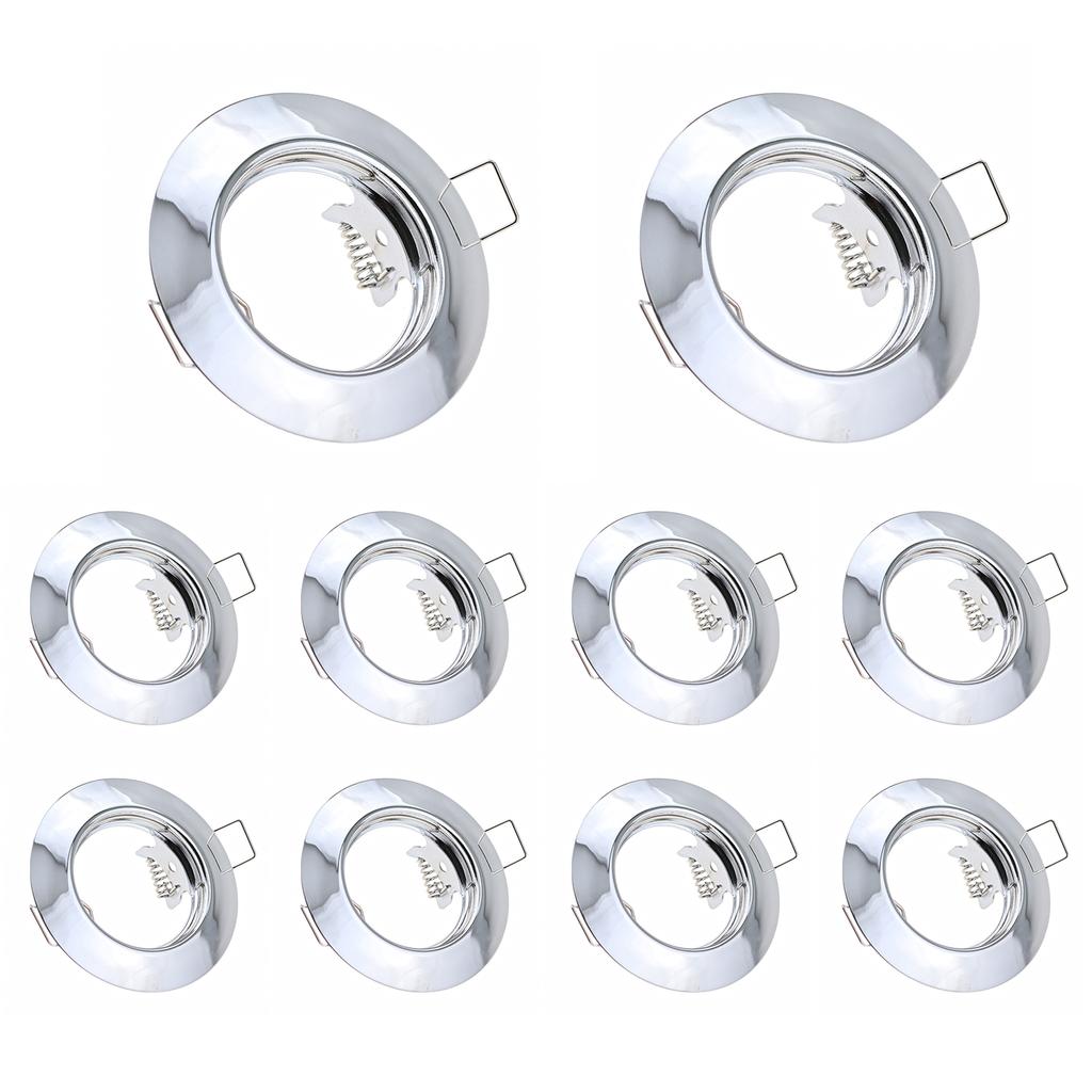 1/10 PCS GU10 MR16 Spot Encastré Cadres Noir Chrome pour Plafond Spot Orientable Rond Support de Lampe