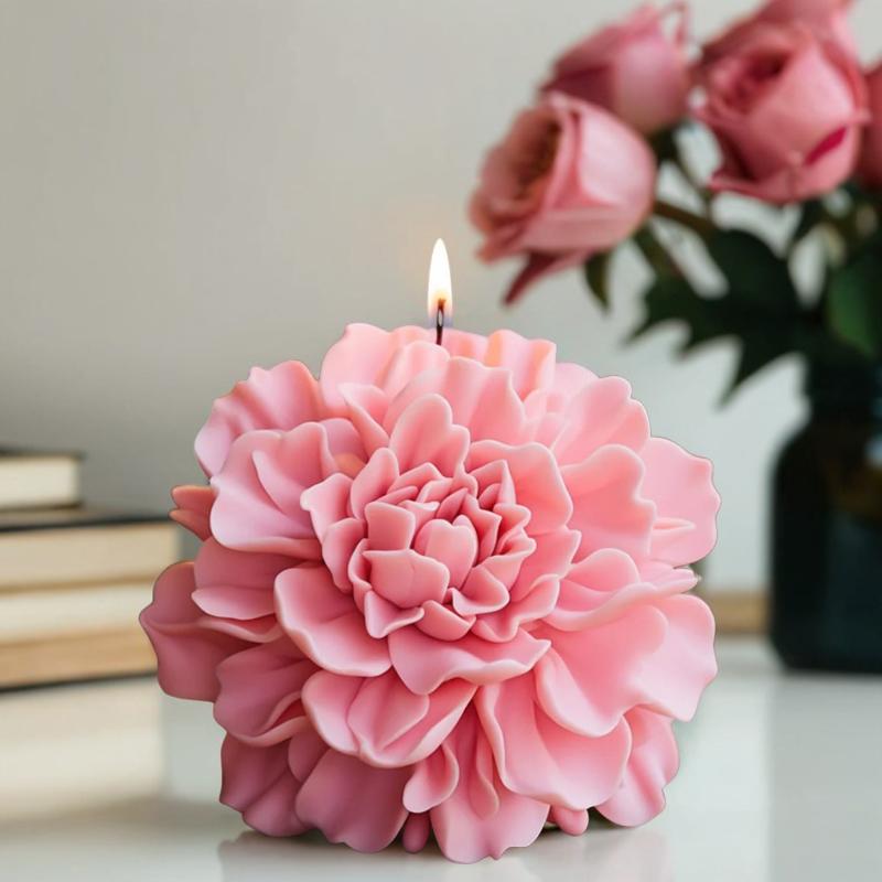 1PC Hibiscus Flower Mold for Candle & Soap, Flat Base, Clear Texture, Easy To Demold & Clean, DIY Aromatherapy/Decoration, Essential