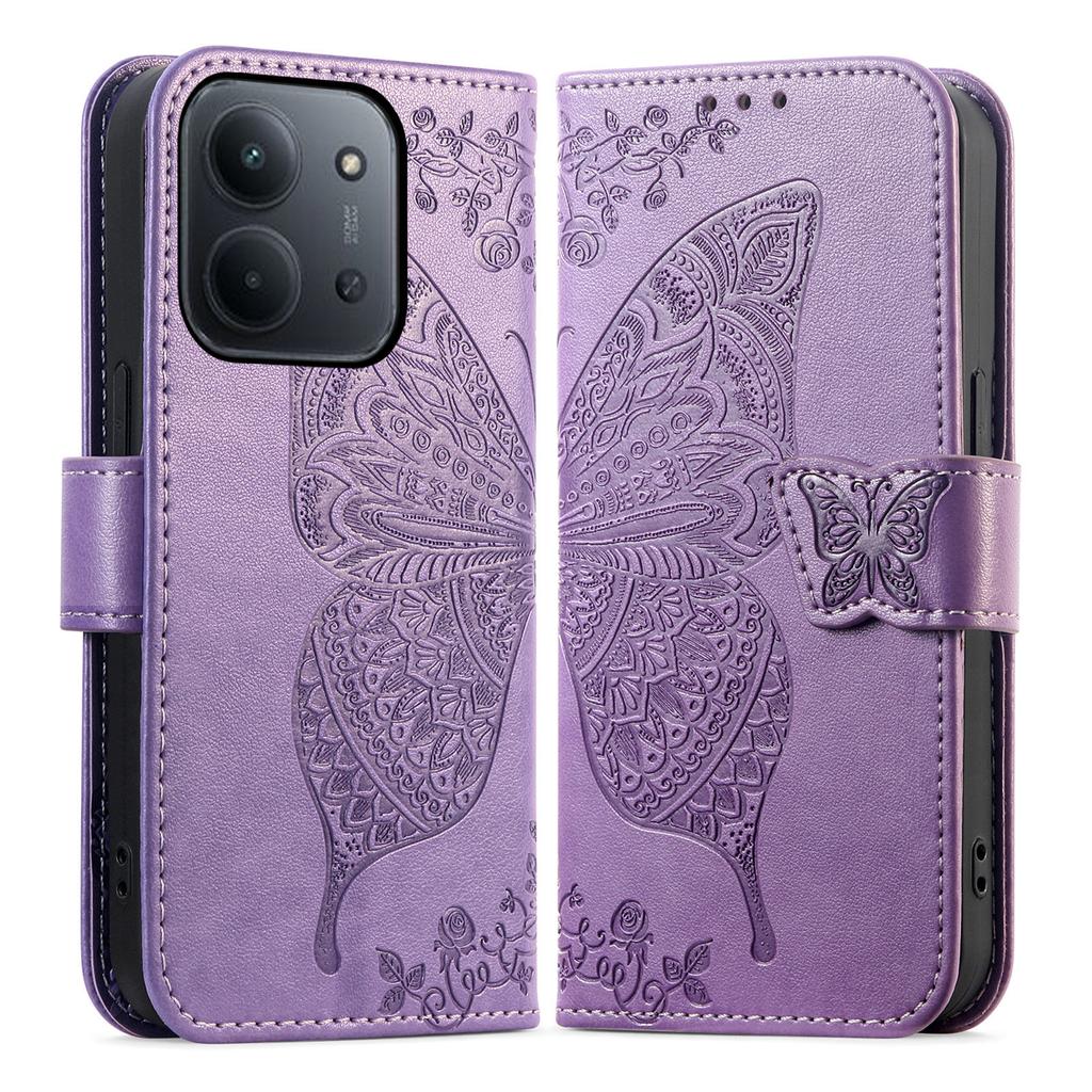 Phone Case For Xiaomi Poco C85 4G (173mm) / Redmi 15C 4G (EU) (173mm) / 15C 5G (EU) (173mm) with Strap Butterfly Pattern PU Leather Wallet Phone Cover