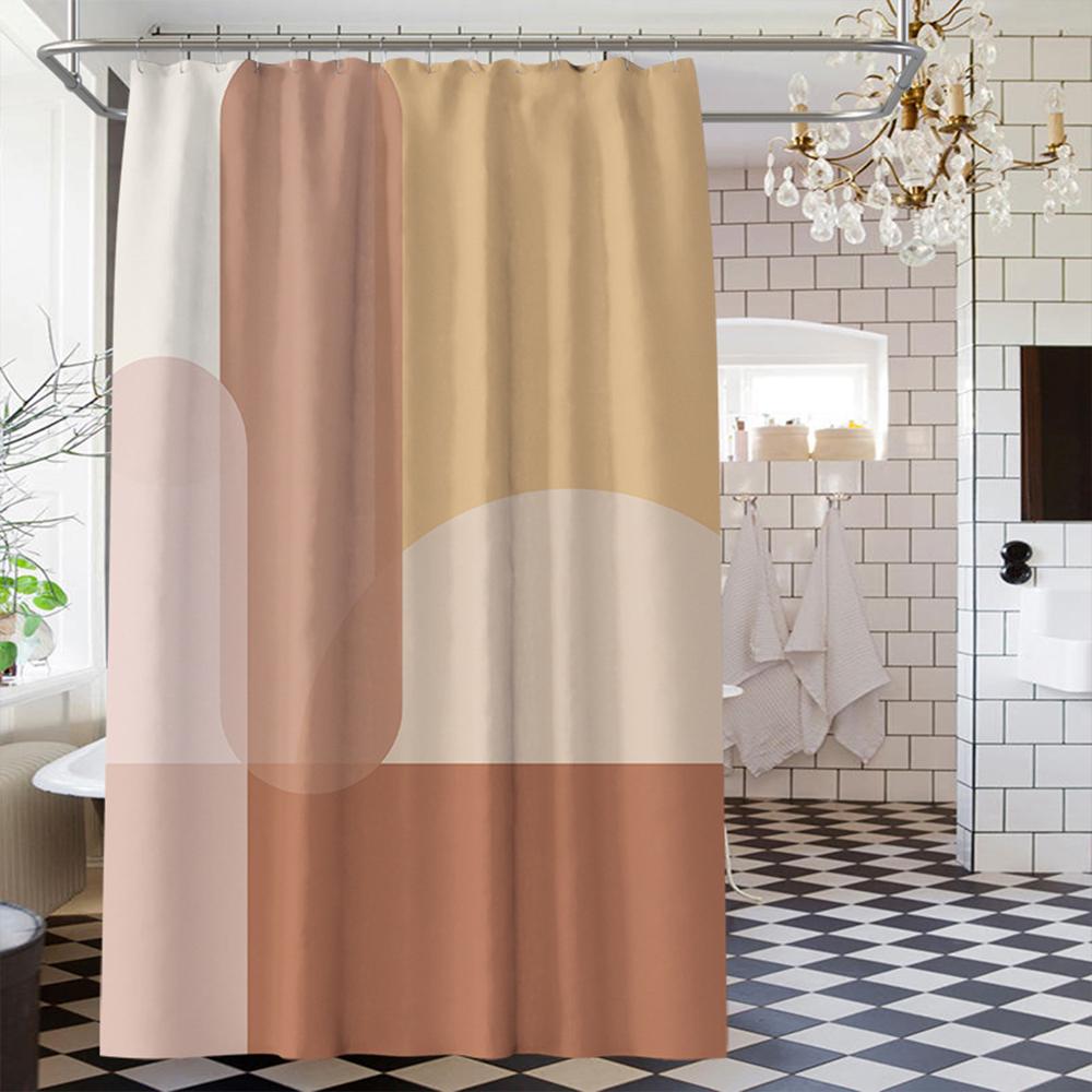 Nordic Wind Abstract Art Shower Curtain Waterproof Polyester Fabric Bath Curtain Morandi Color Block Curtains For Bathroom Decor