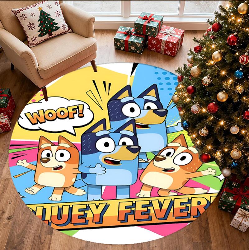 Bluey Pattern Round Rug, Indoor/Outdoor Mat, for Picnic, Gameroom, Bedroom, Office, Living Room, Home Decor Carpet, Birthday Gift