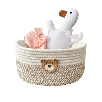 Rope Basket Cotton Rope Basket for Dog Toys Space-Saving Decorative Organizer Box for Bedroom Laundry Nursery Room Living Space