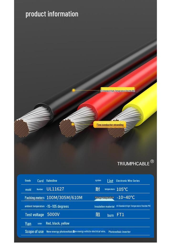 UL11627 1/0-10AWG 2000V High-Voltage PVC Soft Charging Pile New Energy Wire