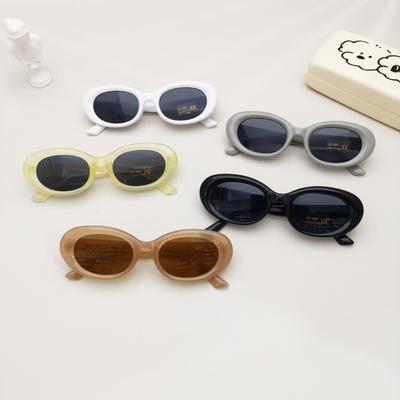 2025 Children's Personality Color Block Oval Frame Sun Protection Beach Boys And Girls Stylish Versatile Version Sunglasses