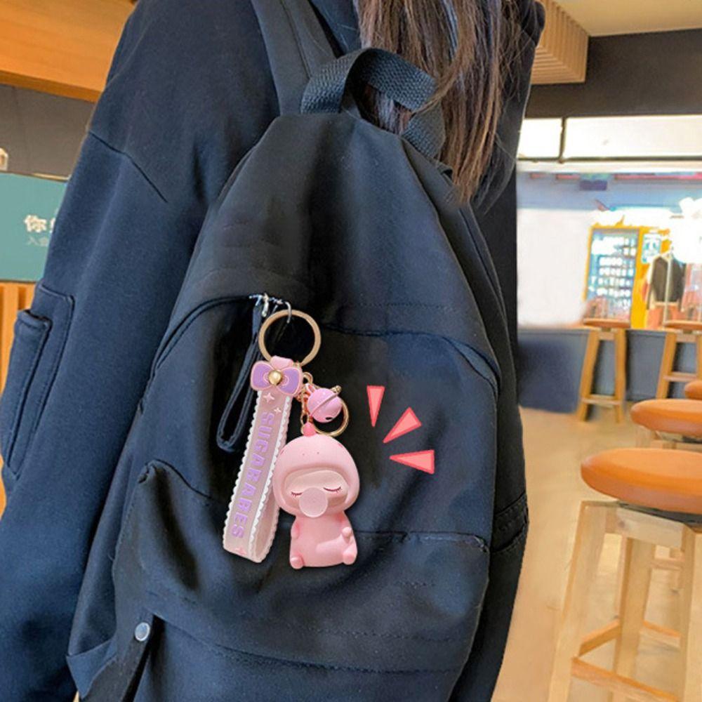 

Cartoon Animal Dinosaur Keychain Kawaii Doll Keychain Animal Car KeyChain Children Gift розовый