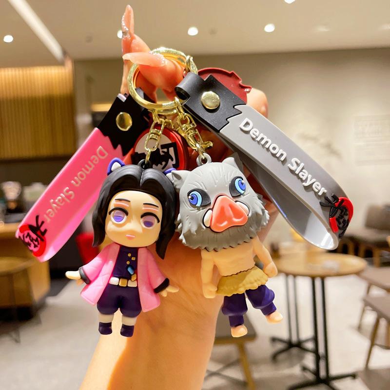 6Pcs  Animation Doll Pvc Car Keychain Cute Anime Silicone Keyring Backpack Creative Couple Pendant Children'S Present