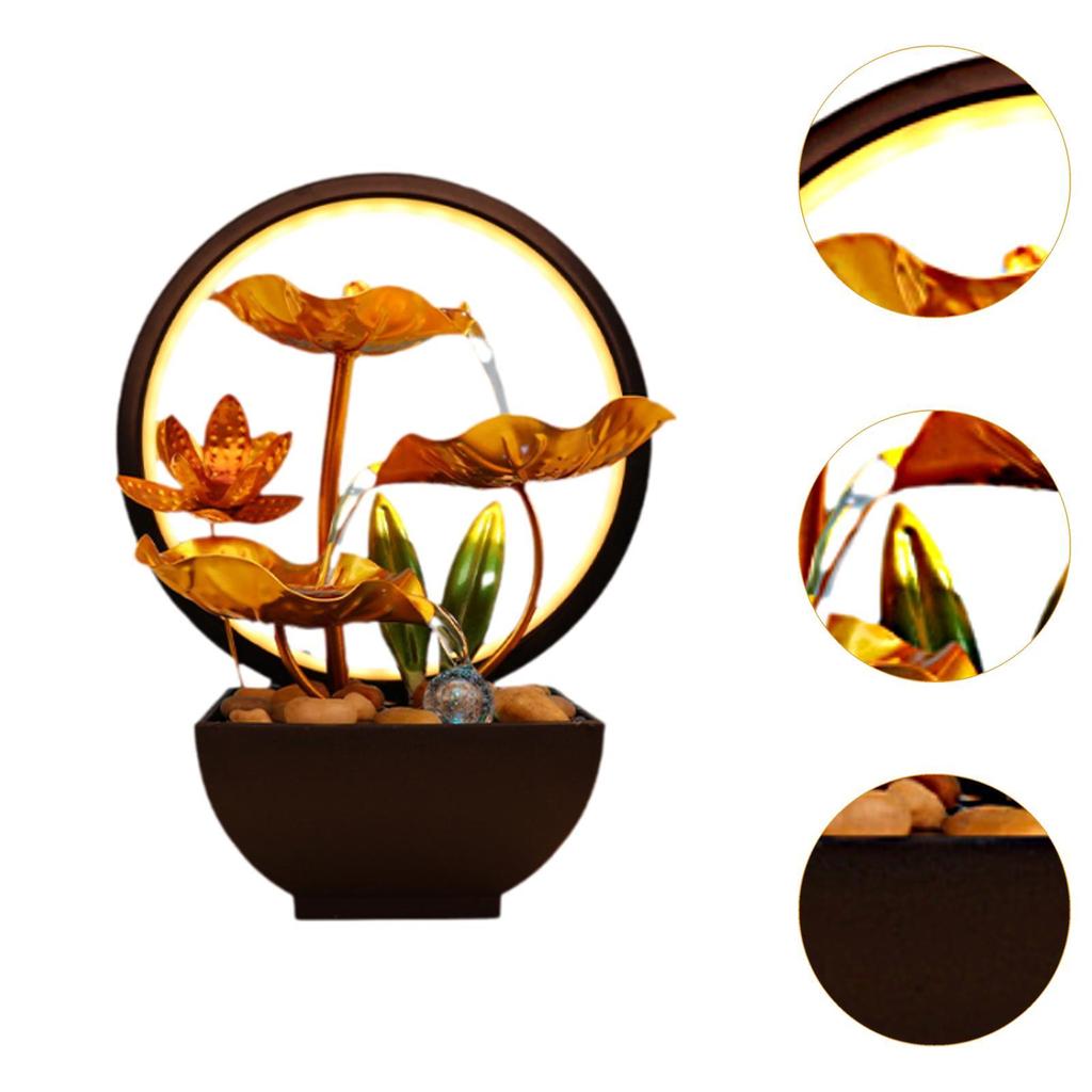 Tischbrunnen mit Licht Sammlerfigur Zimmerbrunnen für Heimdeko Schlafzimmer Büro Innengarten Wohnzimmer