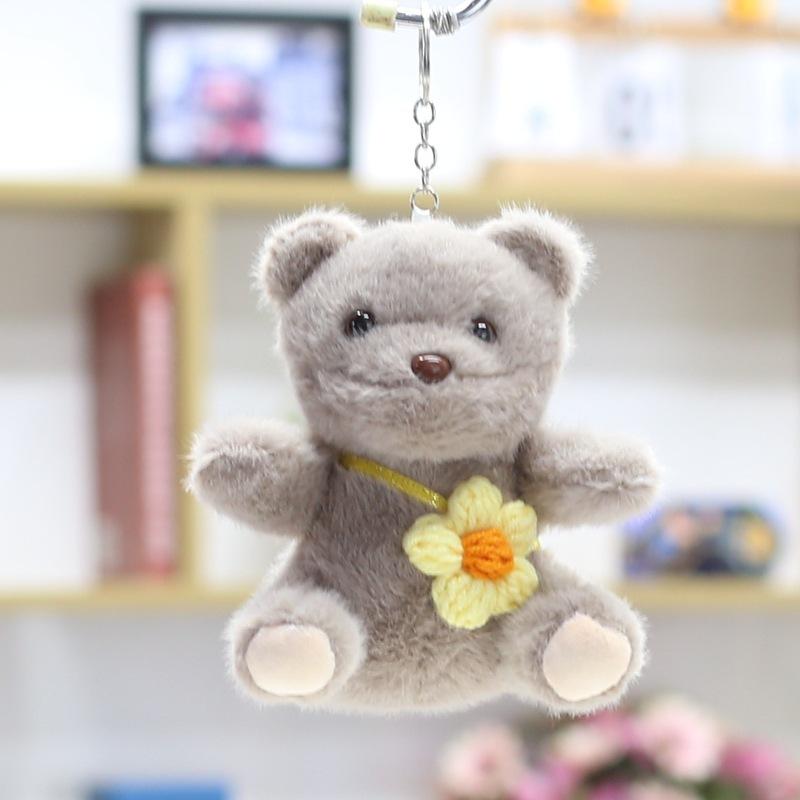 Flower Bear Pendant Cute Ribbon Bear Plush Toy Doll Bag Hanging Doll Keychain Doll