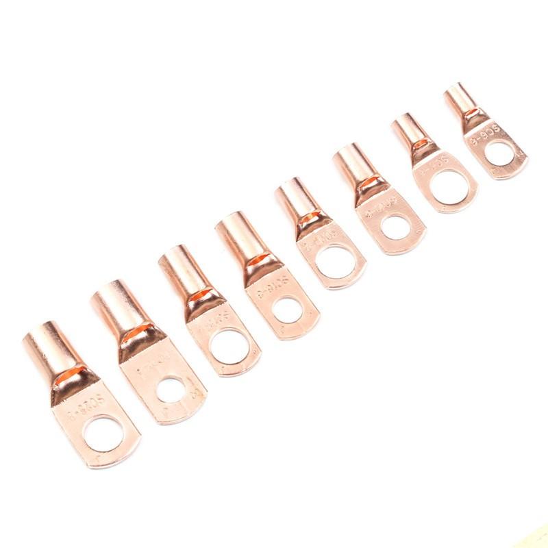 60pcs Battery Bare Copper Ring Lug Terminals Connector Wire Gauge SC6-25 Kit US