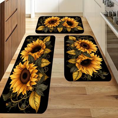 1 pz bellissimo modello girasole runner tappeto tappetino da cucina morbido addensato tappetino da cucina impermeabile antiscivolo tappetino runner tappeto a prova di olio