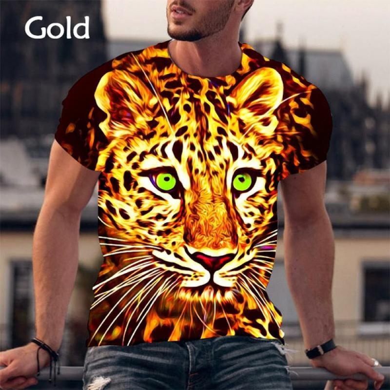 

Крута футболка з 3d-принтом із тваринами та леопардом, вулична хіп-хоп, смішна модна чоловіча повсякденна футболка з короткими рукавами XXXL небо синє кольору