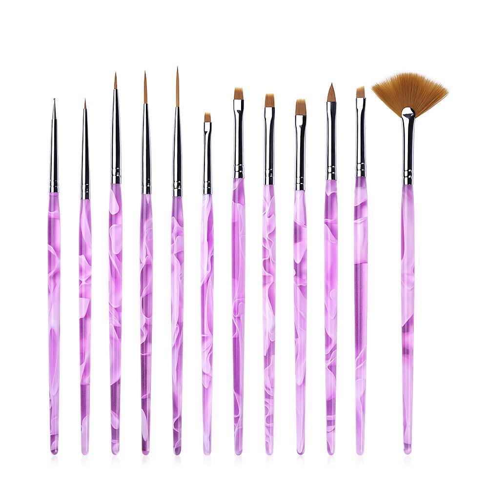 

KADS 12 шт./компл. кисти для дизайна ногтей, набор маникюрных кистей для УФ-геля, лайнер для рисования, ручка, точечная кисть, инструмент для салона