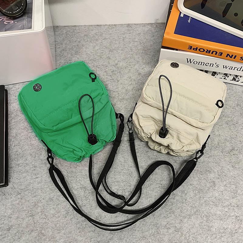 Women's Portable Sports Water Cup Bag Drawstring Nylon Crossbody Mini Mobile Phone Bag