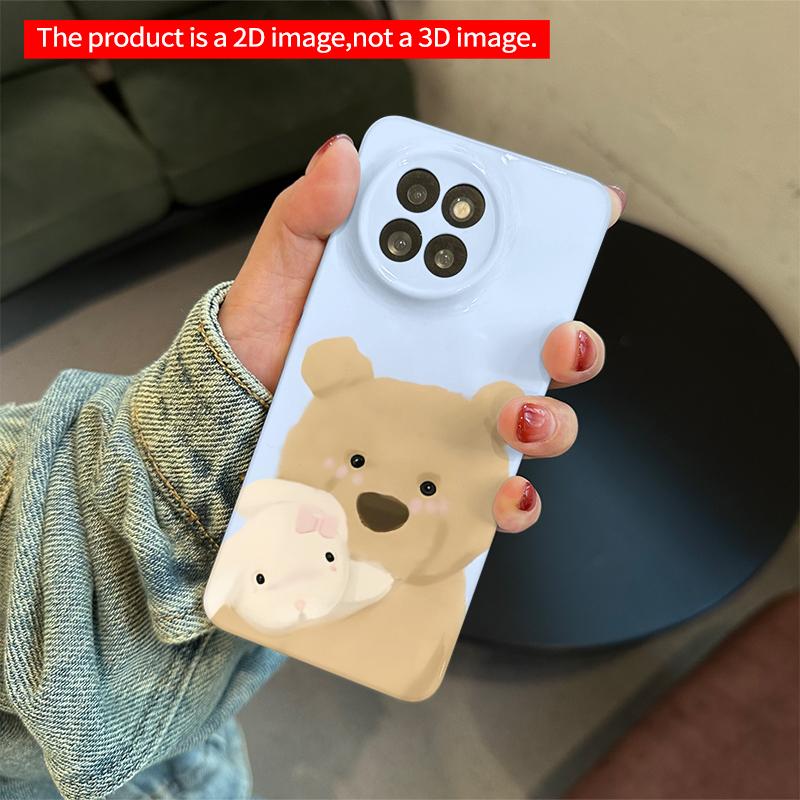 2DFlat Xiaomi Redmi phone caseCute Bear Hugging Bunny Soft Illustration Phone Casesuitable for Redmi Note 11 12 13 14 A3 K80 15 17 Ultra