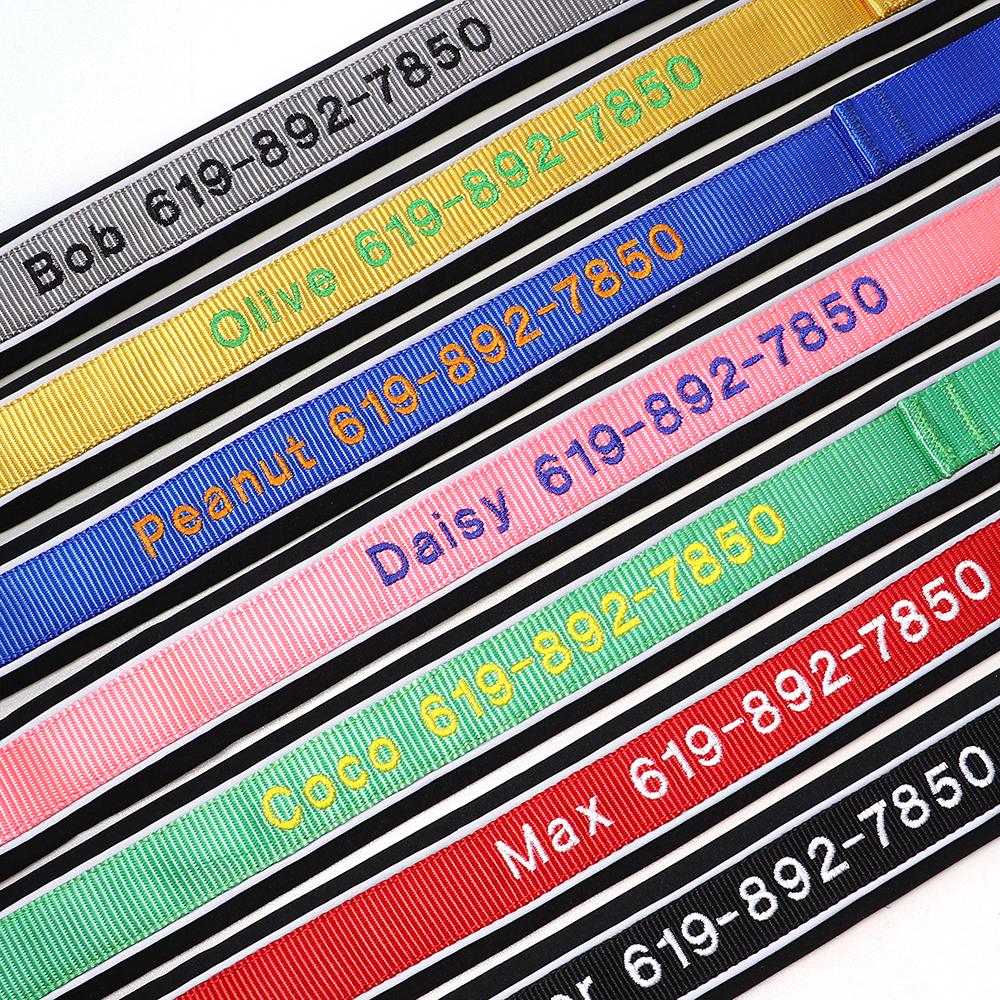 Reflective Custom Dog Collar Personalized Embroidery Pet Puppy Cat Collar Embroidered Phone Name For Small Medium Large Dog