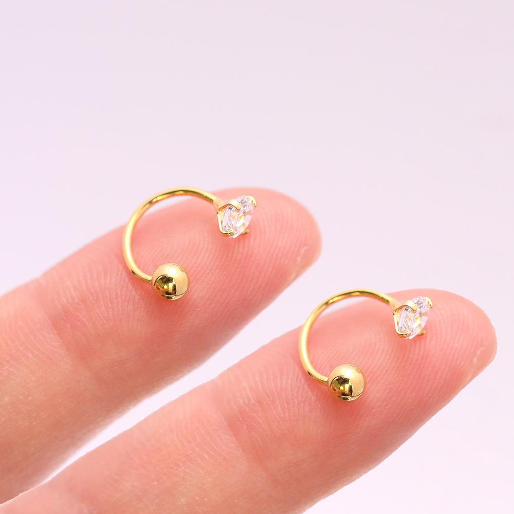 

2 шт., серьги-капли в форме сердца из нержавеющей стали для женщин, маленькие серьги-кольца со звездами, спираль для козелка, хряща, раковины, ювелирные изделия для пирсинга Daith