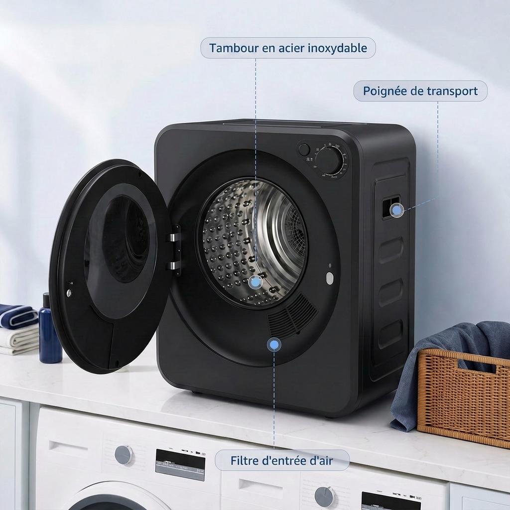 Vented Tumble Dryer, 5 Drying Modes, 400/800 W, Black