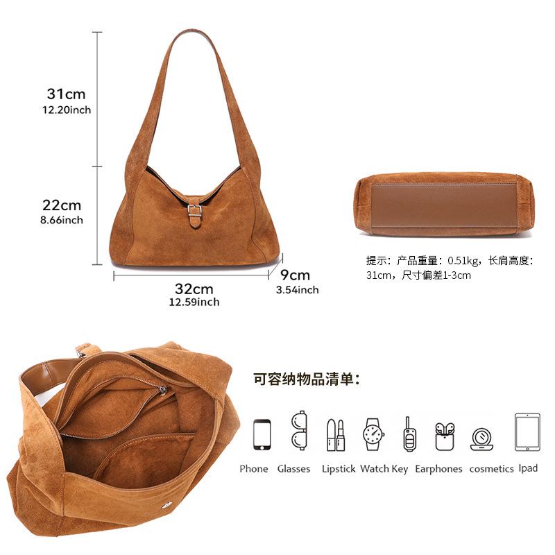 Winter Warm Faux Fur Lined Leather Tote Bag - Frosted Cowhide Underarm Hobo Bag, Retro Fashi Women's Shoulder Handbag