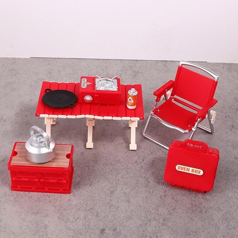 Interactive Doll House Scene Decoration Set With Collapsible Furniture Table Chair For Realistic Camping Scene Setting