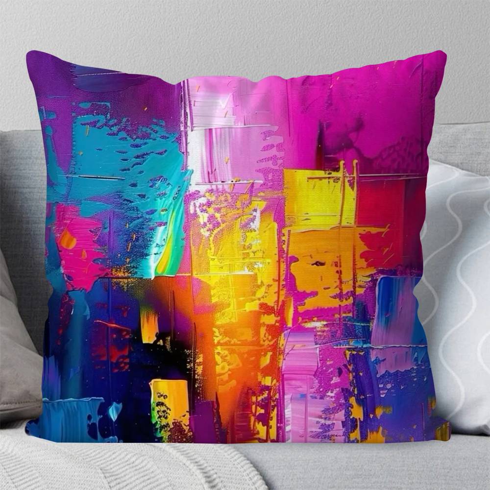 Colourful Abstract Painting Pillow Case Fashion Square Pillowcase Bedroom Sofa Room Ins Decoration Leisure