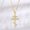 Fashion Orthodox Cross Pendant Necklace for Men - Zirconium Small-Size Exclusive Collar Chain