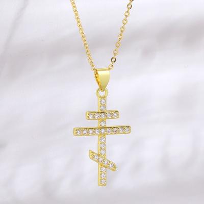 Fashion Orthodox Cross Pendant Necklace for Men - Zirconium Small-Size Exclusive Collar Chain