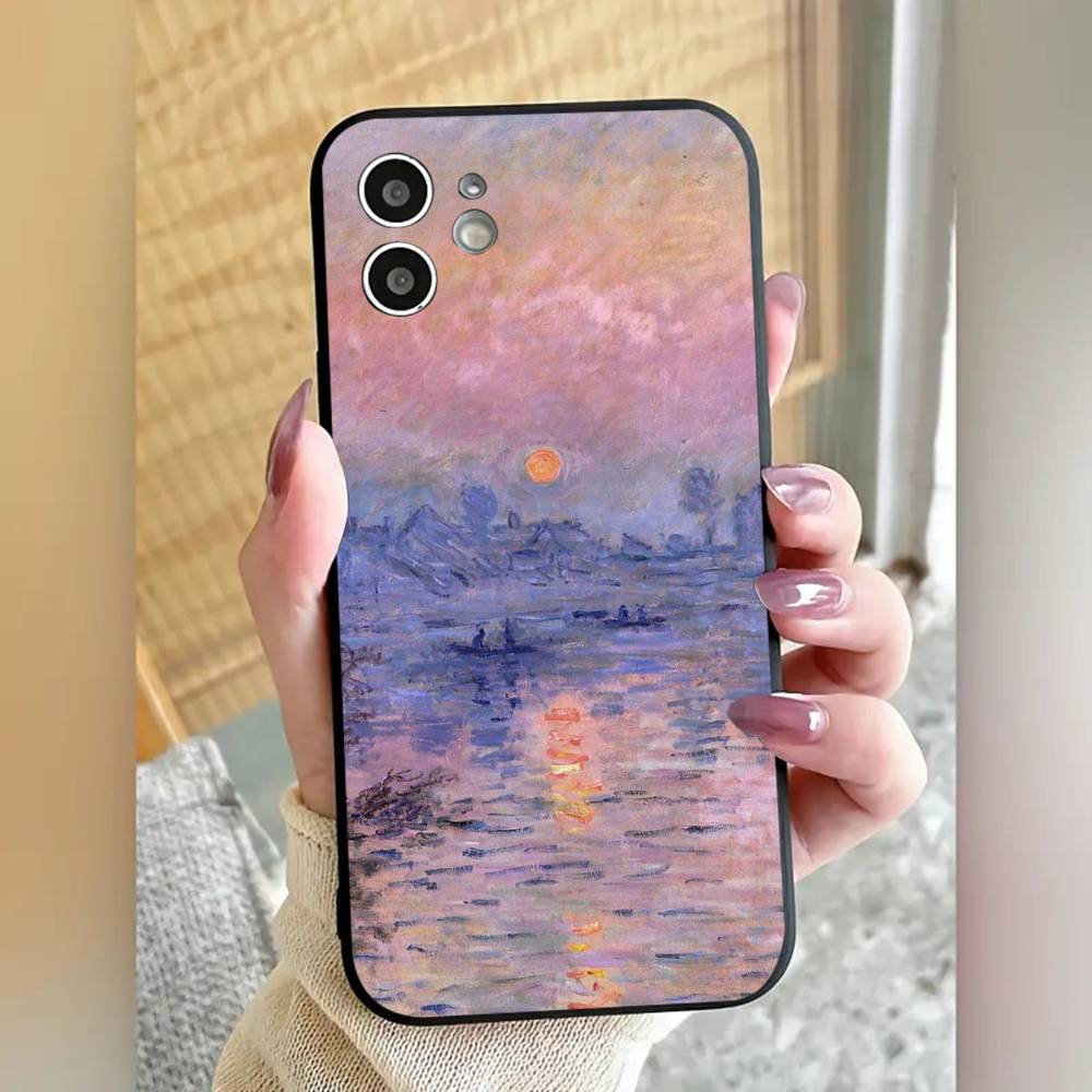 C-Claude M-Monet Art Style Phone Case Cool Black Silicone Soft For IPhone 16 15 14 13 12 11 X XR Plus Pro Max Plus