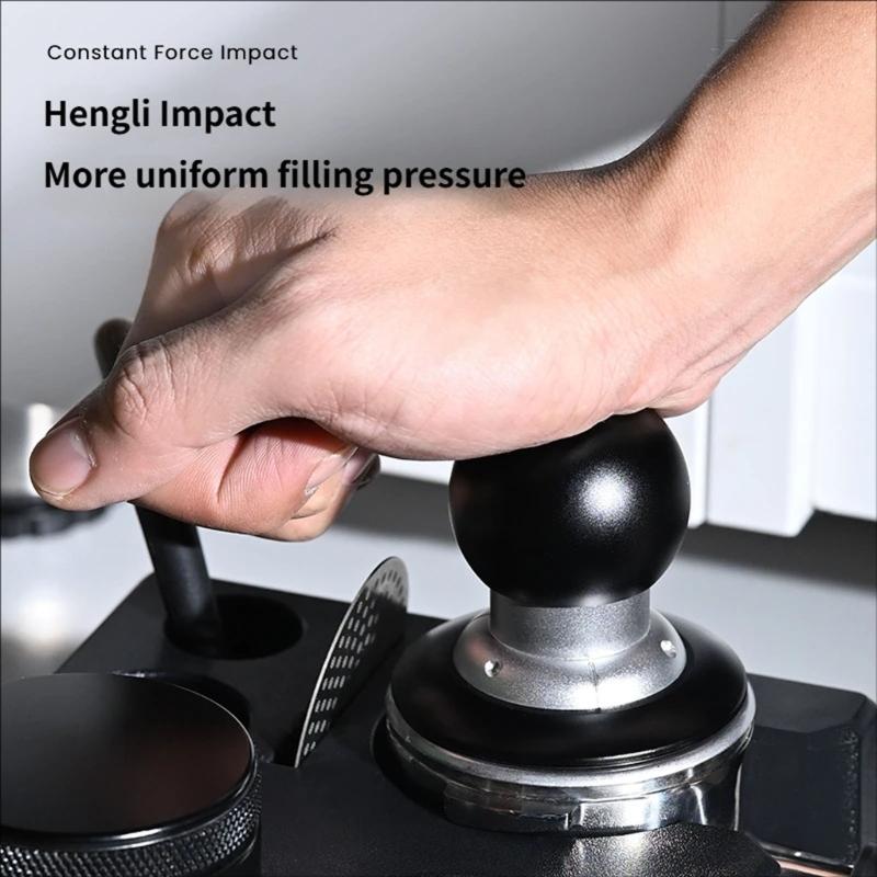 304 Stainless Steels Spring Loaded Coffee Tamper 58mm With Rippled Texture Base For Enhances Grip And Consistent Tamping