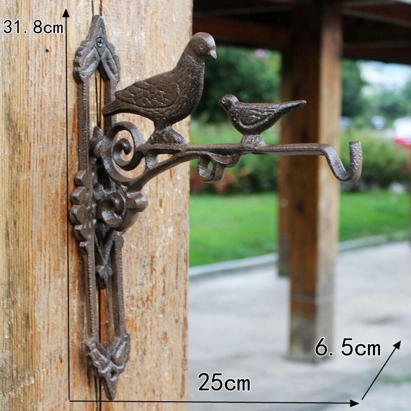 Retro Cast Iron Bird Wall Hooks & Hangers for Baskets & Lanterns