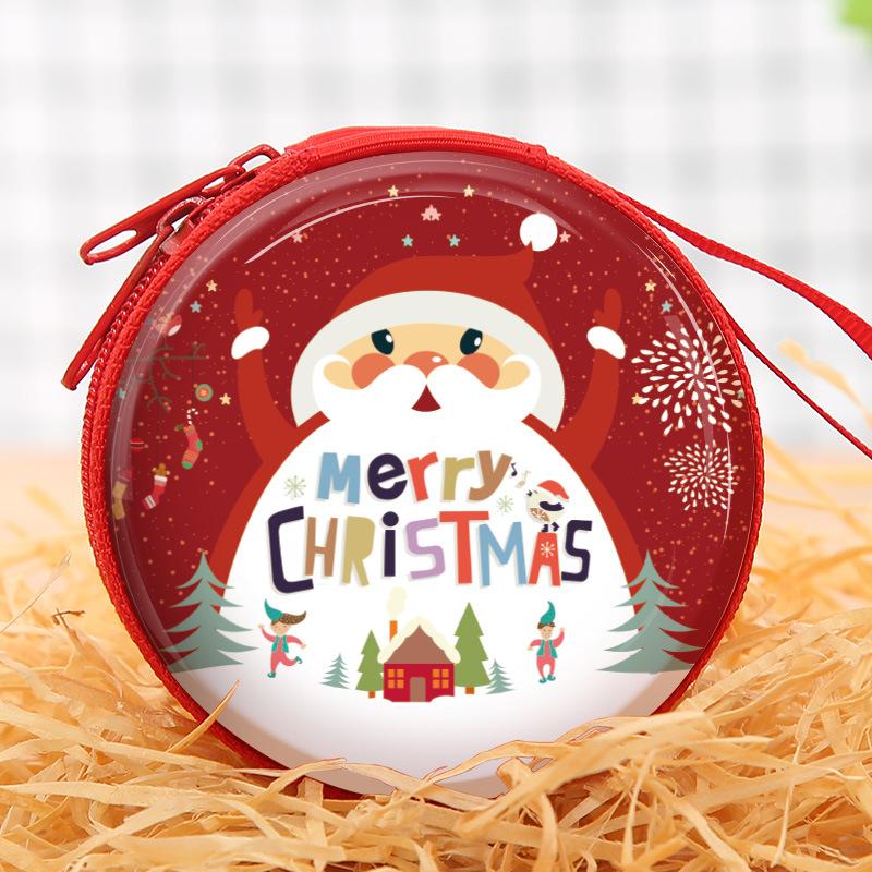 Christmas Decor Gift Zipper Wallet Children's Coin Purse Cute Santa Cartoon Holiday Gift Bags For Guests Wedding Birthday Party