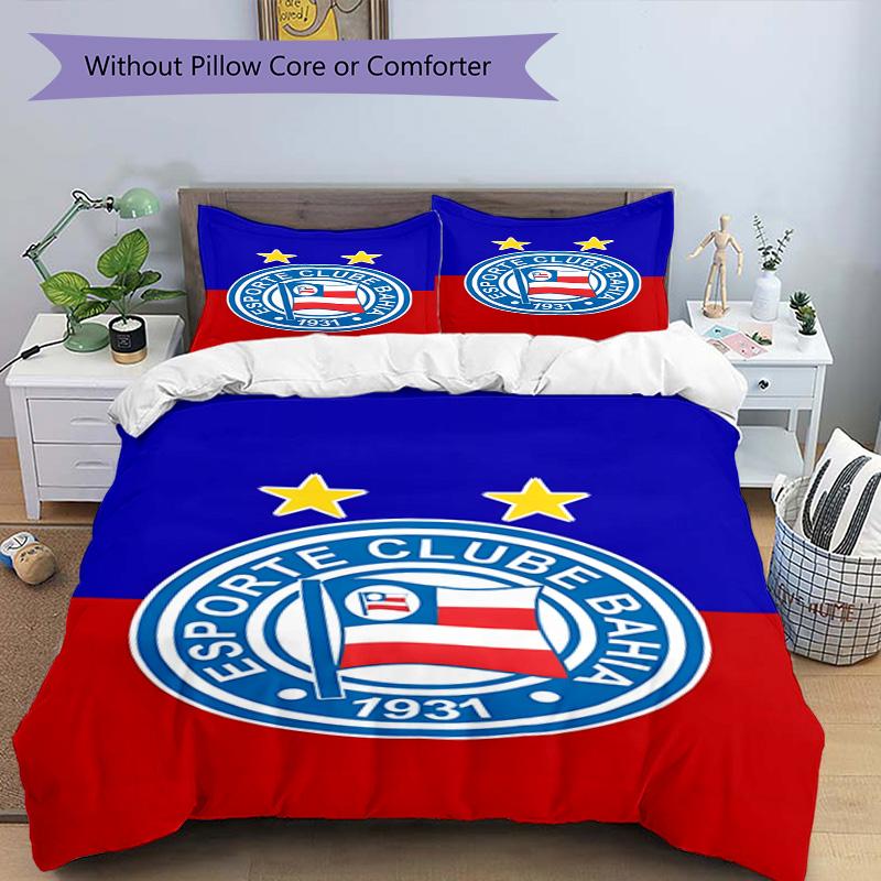 Bahia Fc Crest Emblem Printed Pattern Duvet Cover Set – Includes 1 Duvet Cover and 2 Matching Pillowcases Bedroom Decor Christmas Gifts