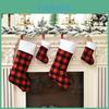 New Cross-border Christmas Decoration Plaid Plush Christmas Stocking Hanging Ornament