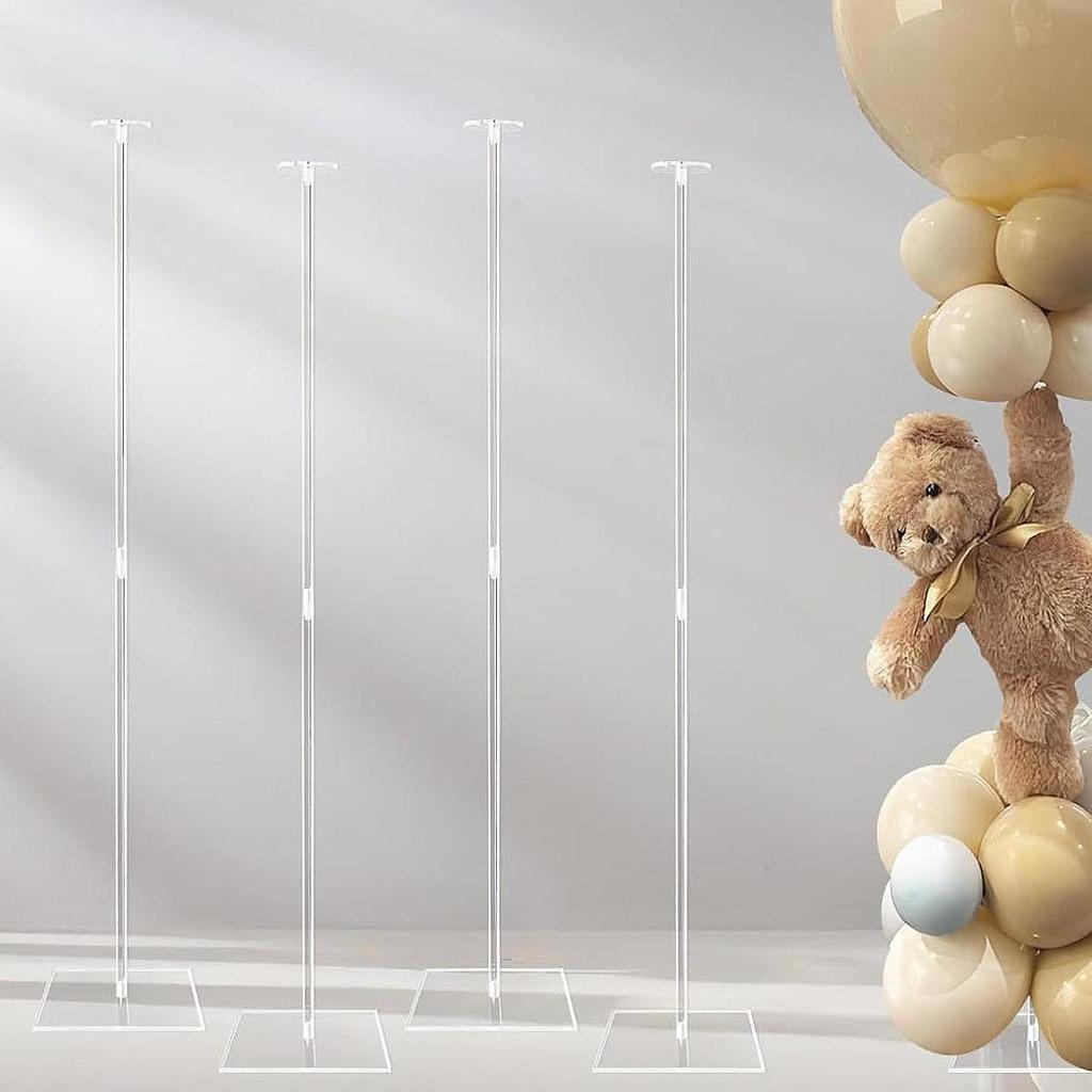 4Pcs Balloon Stand Kit 31.50inch Tall Balloon Holder Sticks Tabletop Balloon Rods with Base for Festival Party Birthday Decor