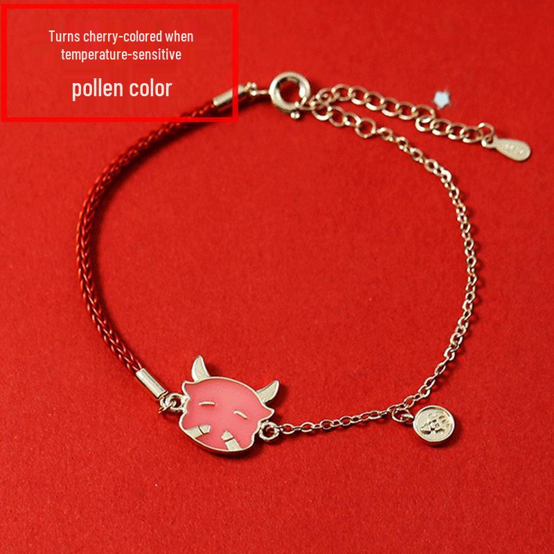 Benmingnian Zodiac Ox Red String Bracelet: Color-Changing, Lucky Ox Charm, Perfect Gift for Christmas & Valentine's Day
