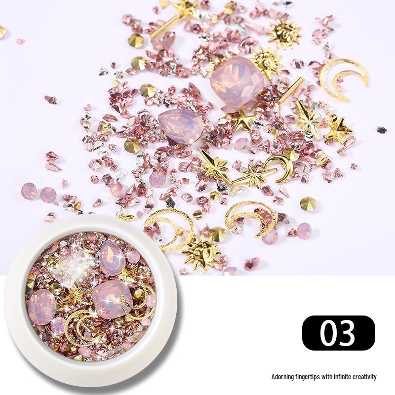 

Набор для трансграничного нейл-арта: Стеклянные стразы, битые камни и золотые заклепки