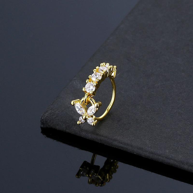 1Pc Inlaid With Stone Nose Ring Adjustable Nose Clip Butterfly Nose Ring Jewelry