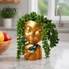 Makeup Brush Holder Creative Resin Girl Portrait Flowerpot for Green Plants Succulents, Holder, Multifunctional Head Vase Vase, Decorative Desktop