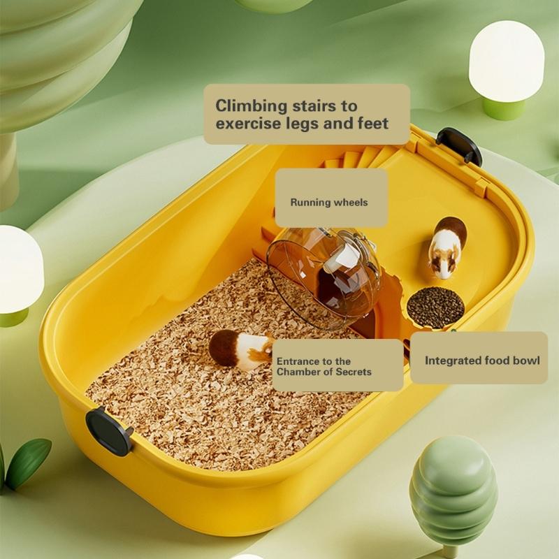 Large Space Hamsters Cage with Ventilated Lid Clear Pet Cage Indoor Resting Sleep Villa for Chinchillas Guineapigs