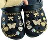 18PCS Summer Luxury Shoe Charms Set Accessories for Clogs Shoe Buckle Golden Chain Diamond Butterfly Flower DIY Shoes Decoration