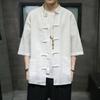 Men's Summer Short-Sleeve Chinese Tang Suit Shirt - Breathable Cotton and Linen