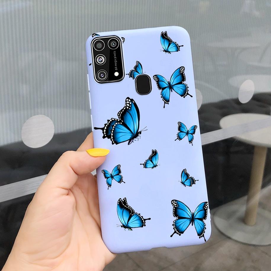 Silikonový kryt Pro Samsung M31 M 31 Obal Čerstvá květina Pírko Nárazuvzdorný kryt telefonu Pro Samsung Galaxy M31s M31 s M315 M317 Etui