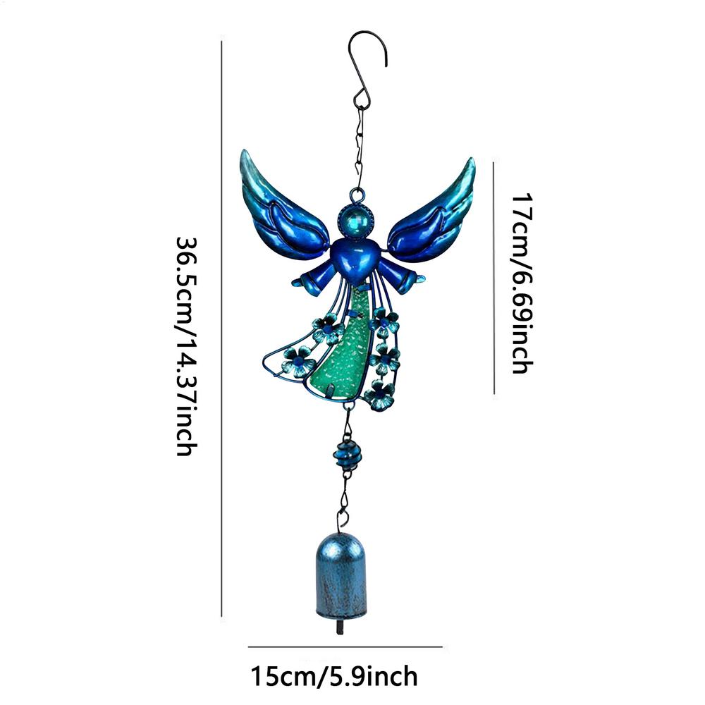 

Ангельские колокольчики ветра для улицы Мемориальный колокольчик ветра Ловец солнца Фигурка с крыльями Расслабляющий громкий звук Сувенир для сада патио синий