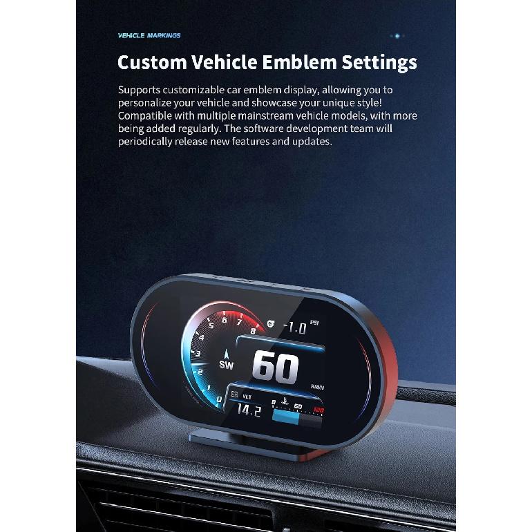 Auto Lcd Cluster OBD2 meter Multi Digital Head Up Display GPS Speed Water Temp Turbo Fuel Consumption Car Accessories HUD P27